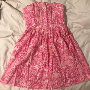 Lilly Pulitzer strapless pink/white dress, 00